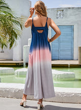 Straps Color Contrast Backless Dress