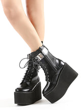 Women's Round-headed Front Lace-up Platform Booties