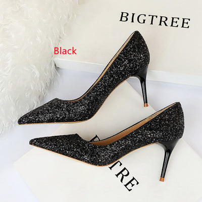 Shiny Sequined Stiletto Heel Shoes