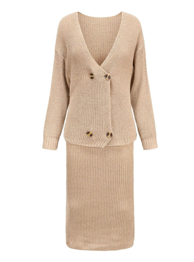 Long Sleeve Two Piece Elegant Party Female Sweater Dress