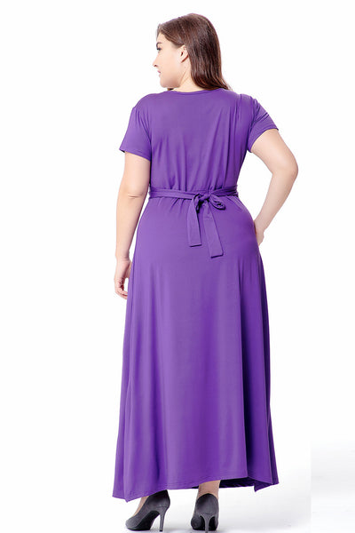 V-neck Short Sleeve Knitted Dress