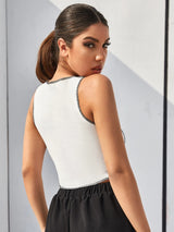 Contrast Stitching Round Neck T-shirt