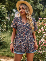 V-neck Temperament Printed Casual Shirt
