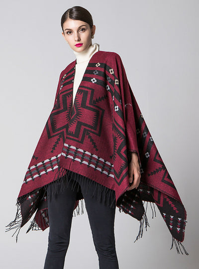 Cross Plum Lengthened Thickened Split Shawl