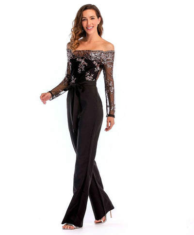 Sequin Splicing Foreign Trade Jumpsuit
