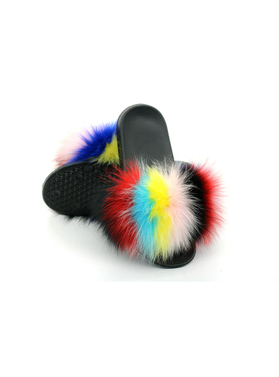 Casual Raccon Fur Sandals Furry Fluffy Plush Shoes
