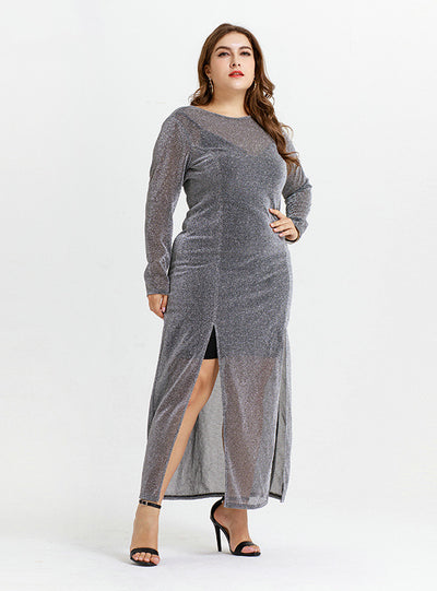 Knitted Bright Silk Sexy Perspective Dress