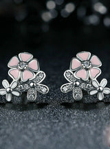 925 Sterling Silver Cherry Blossom Drop Earring
