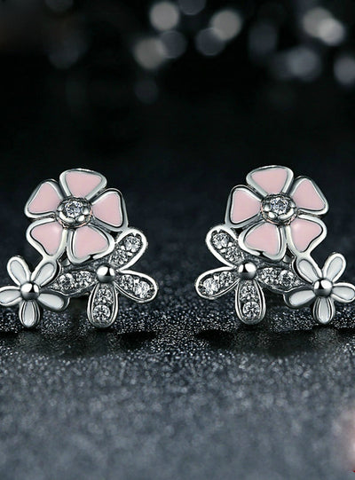925 Sterling Silver Cherry Blossom Drop Earring