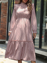 Lotus Leaf Flying Sleeve Polka Dot Stitching Dress