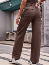 Pocket Overalls Loose Casual Denim Trousers