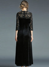 Black Velvet Dress Maxi A-Line Party Dress 