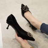 Fine Leather Sexy Pointed High Heel Shoes