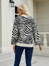 Turtleneck Tiger Pattern Color Matching Sweater