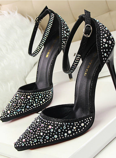 High Heels Shoes Woman Silver Rhinestone Wedding Shoes