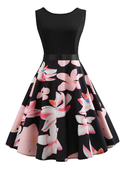 V-neck Printed Sleeveless Dress