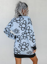 Women Flower Knitted Sweater Dress