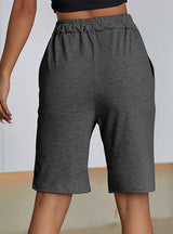 Casual Solid Color Elastic Drawstring Short Pants