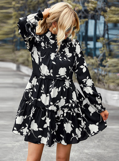 Long Sleeved Loose Print Dress