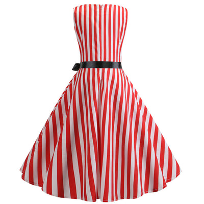 Sleeveless Retro Striped Print Dress