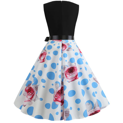 Sleeveless Big Swing Stitching Retro Dress