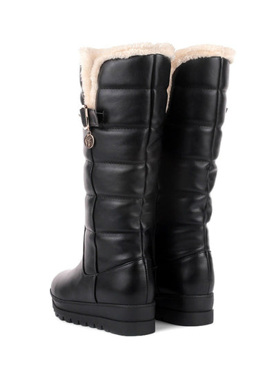 Mid Calf Boots Round Toe Med Heels Platform 