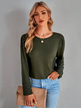 V-neck Solid Color Casual Top
