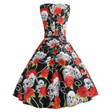 Black Sleeveless Printed Vintage Dress