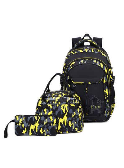 Camouflage Printed Schoolbag Three-piece Bag