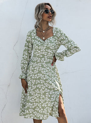 Long Sleeve Pullover Print Vintage Dress