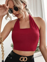 Sexy Slim Knit Short Solid Color Top