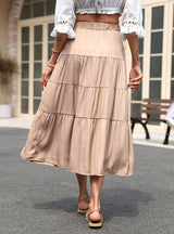 Cake Skirt Elastic Waist Rayon Skirt