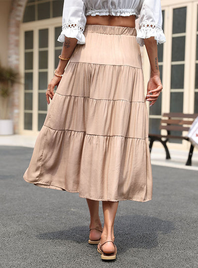 Cake Skirt Elastic Waist Rayon Skirt