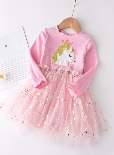 Spring Toddler Kids Unicorn Princess Dress