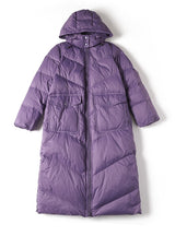 Loose Hooded Long White Duck Down Jacket