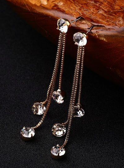 Rhinestone Earrings Brief Personality Tassel 
