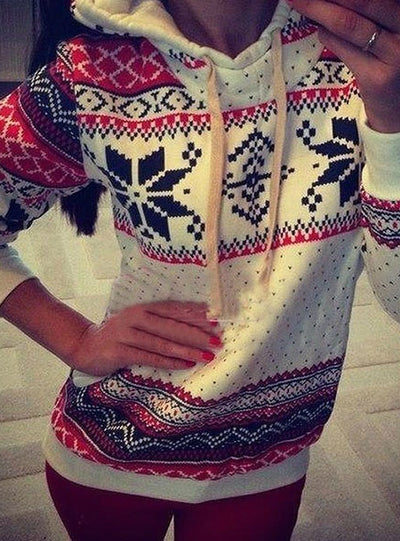 Snowflake Sweatshirt Hoodies Top Sweats Fleece 
