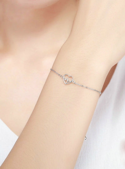 925 Sterling Silver Of Love Sweetheart Heart Bracelet