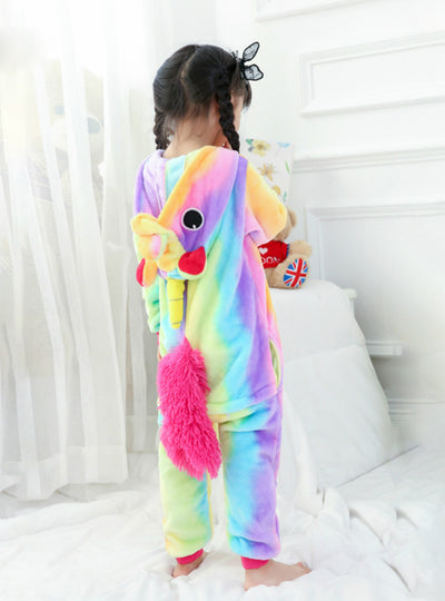 Kids Rainbow Unicorn Onesie Pajama Animal Cartoon 
