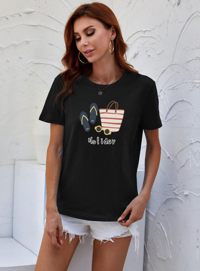 Cartoon Round Neck Top T-Shirt