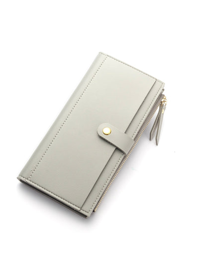 Women Wallet PU Leather Long Solid Zipper Wallet