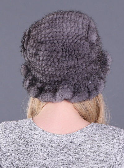 Mink Wool Woven Hat Mink Rose Hat