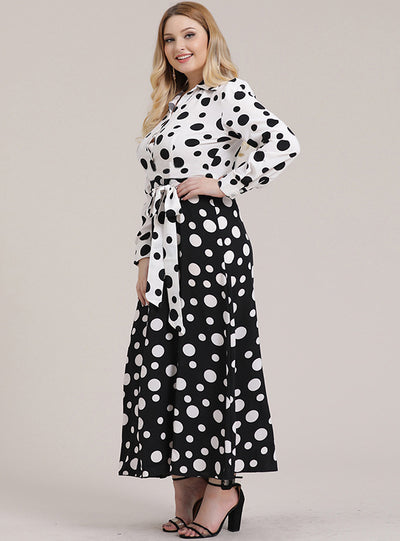 Casual Shirt Collar Single-breasted Polka Dot Long Sleeve Dress