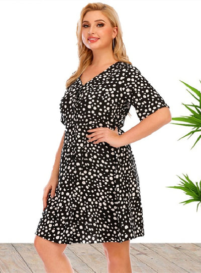 Short Sleeve Printed Mini Dress