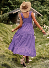 Solid Color Flounced Holiday Sling Dress