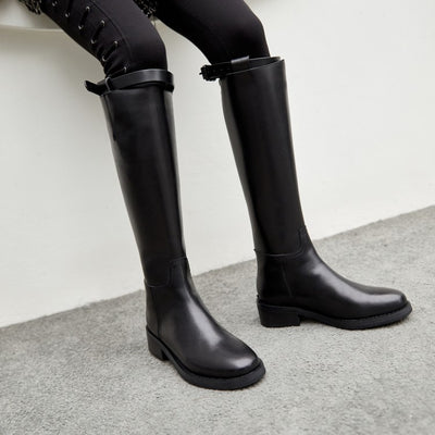 Women's Single Thick Heel High Tube Boots