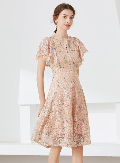 Women Lace Flying Sleeves Dress