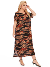 Casual V-neck Short Sleeve Printed Stitching Dress