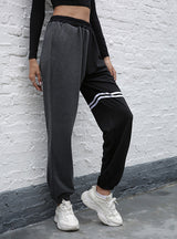 Contrast Stitching Loose Striped Trousers Pant