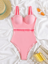 Pink One-piece Strap Bikini